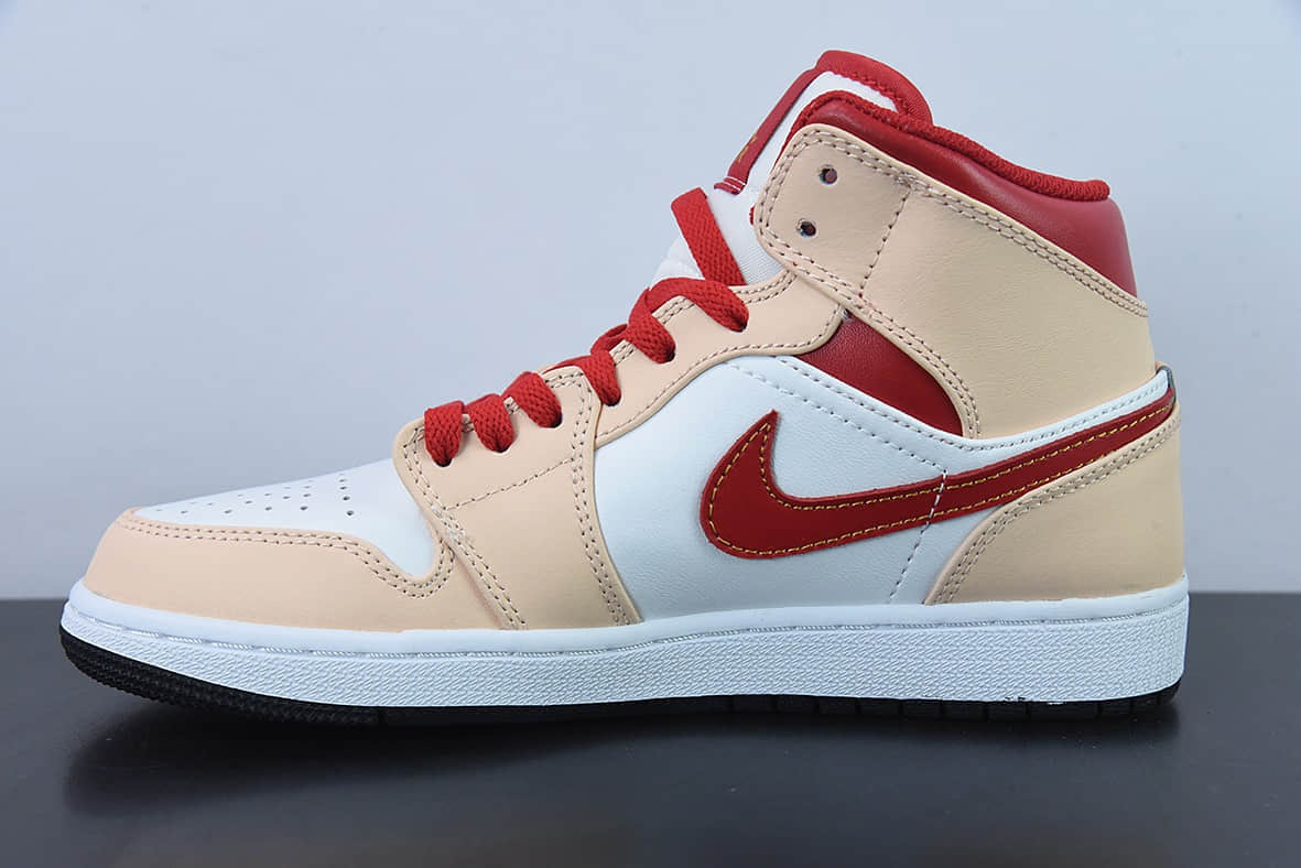 乔丹Air Jordan 1 Mid 米红色中帮复古篮球鞋纯原版本 货号：554725-201