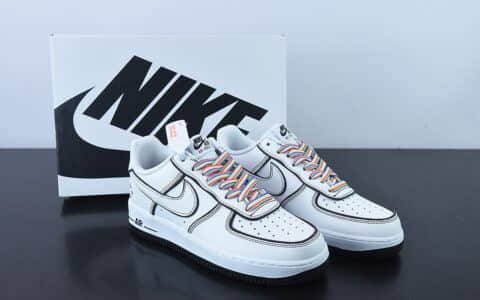 耐克Nike Air Force 1 AF1 白黑彩虹鞋带3M反光版空军一号低帮休闲板鞋纯原版本 货号:GU6936-599