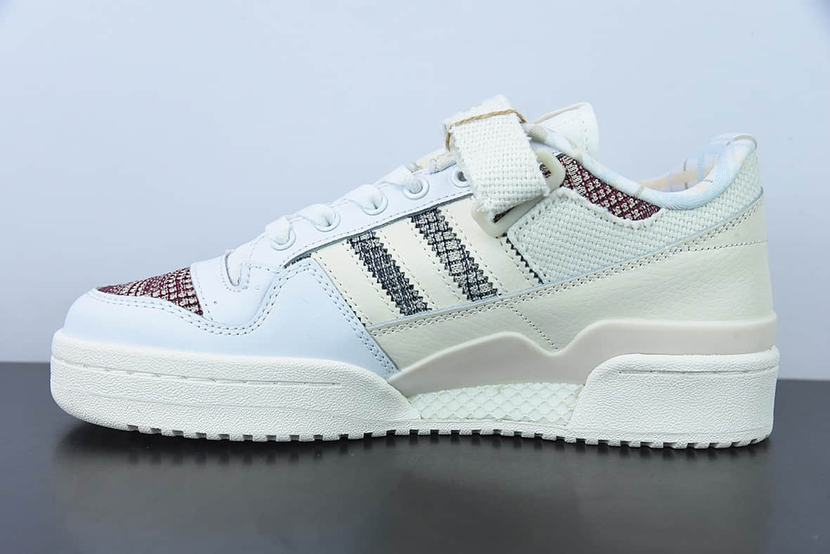 阿迪达斯Adidas Originals Forum 84 Low 罗马系列麻布米白酒红深蓝魔术贴低帮复古系带百搭休闲运动板鞋纯原版本 货号：GX2174