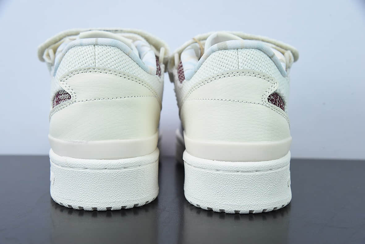阿迪达斯Adidas Originals Forum 84 Low 罗马系列麻布米白酒红深蓝魔术贴低帮复古系带百搭休闲运动板鞋纯原版本 货号：GX2174