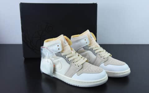 乔丹Air Jordan 1 MID AJ1白灰中帮休闲板鞋纯原版本 货号：DM9652-100