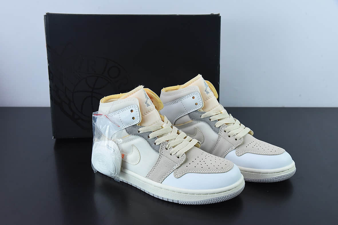 乔丹Air Jordan 1 MID AJ1白灰中帮休闲板鞋纯原版本 货号:DM9652-100