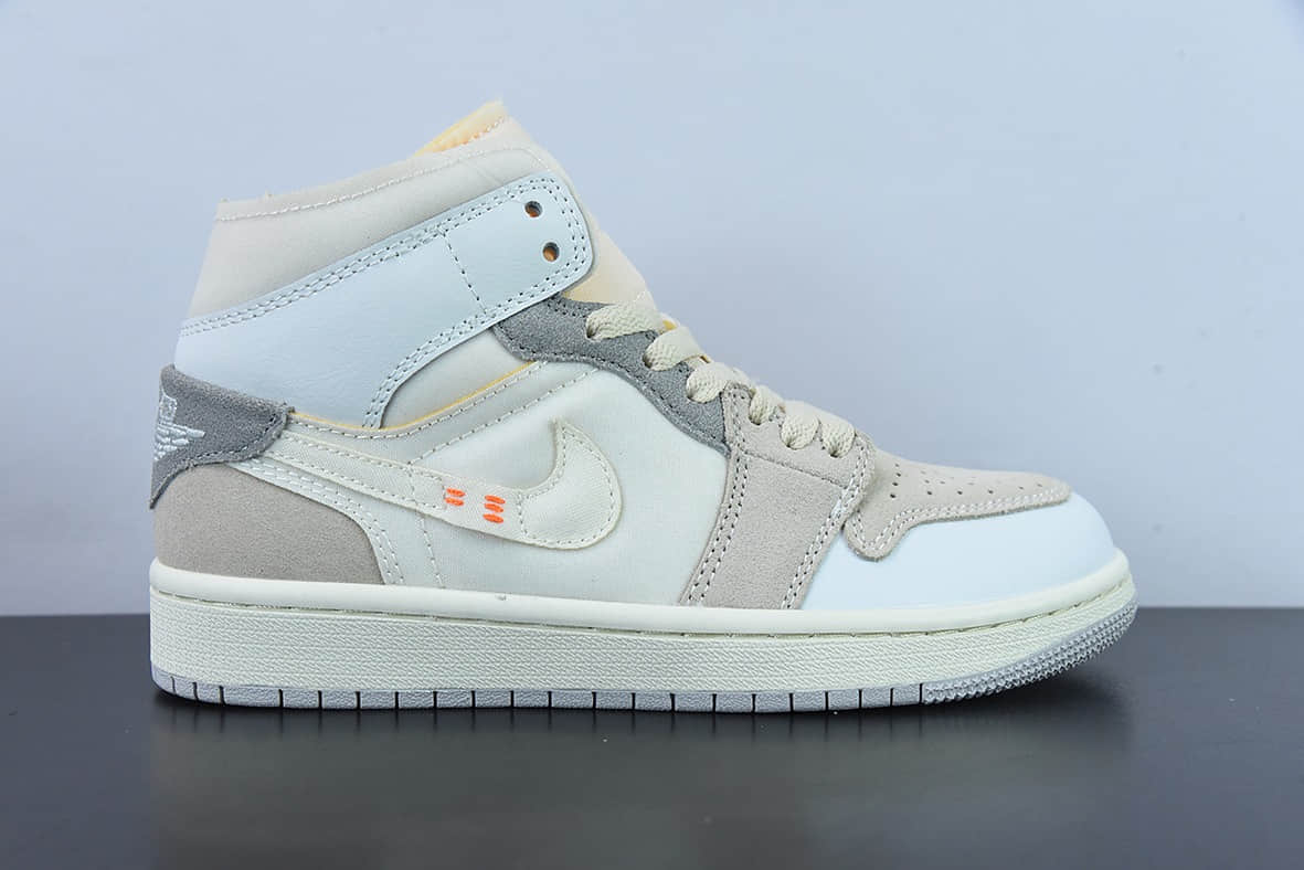 乔丹Air Jordan 1 MID AJ1白灰中帮休闲板鞋纯原版本 货号:DM9652-100