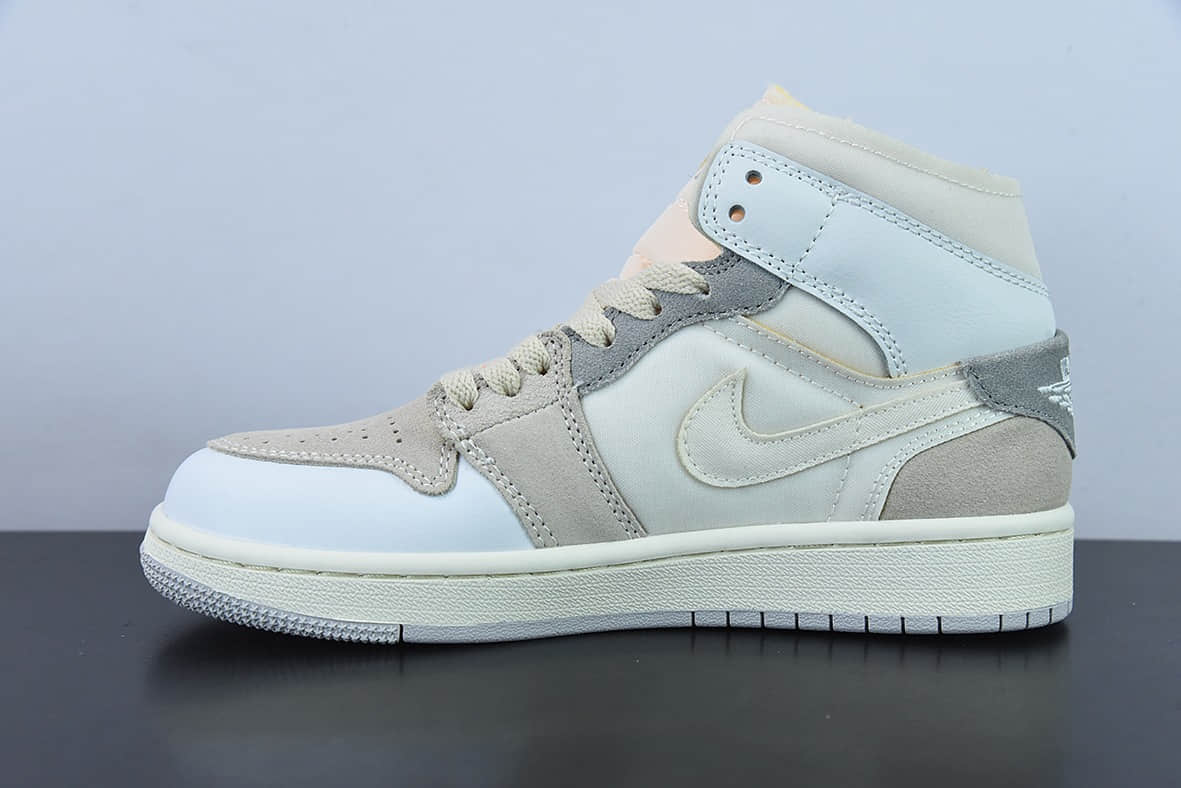 乔丹Air Jordan 1 MID AJ1白灰中帮休闲板鞋纯原版本 货号:DM9652-100