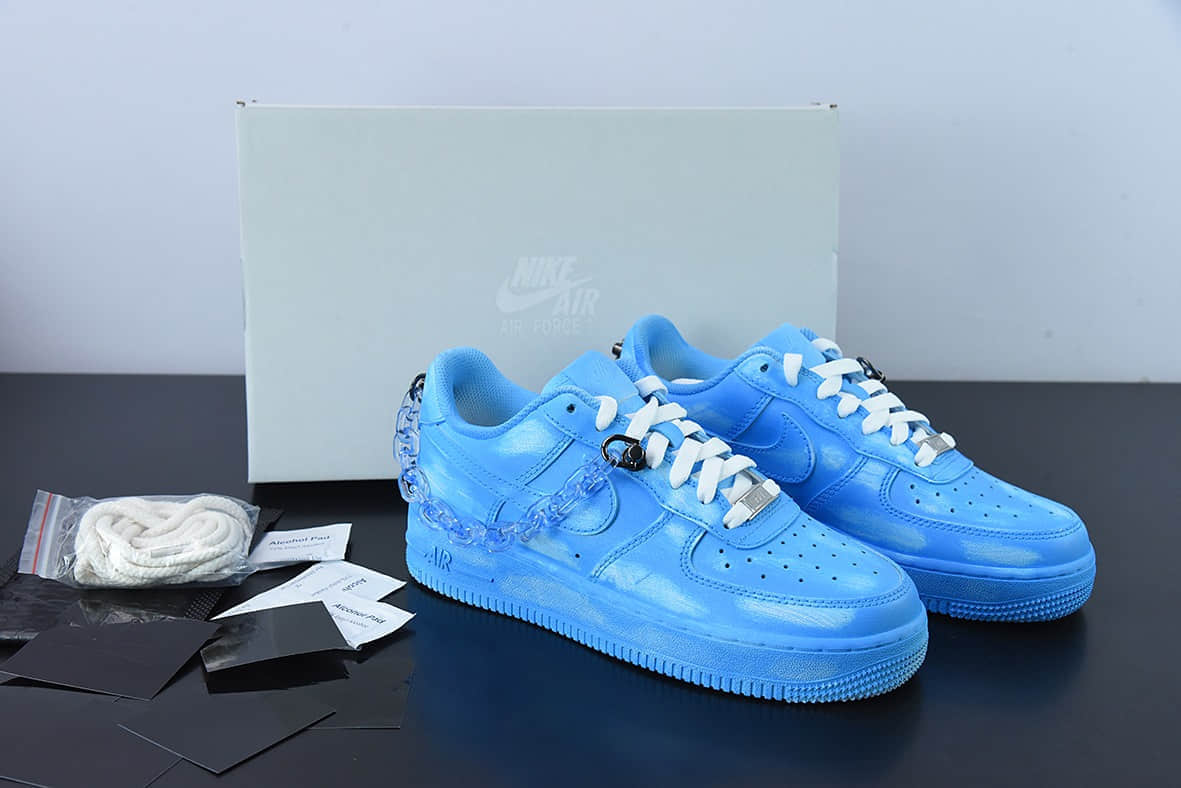 耐克Nike Air Force 1 Low 浸染酒精蓝链条刮刮乐空军一号低帮休闲板鞋纯原版本 货号:DD8959-100