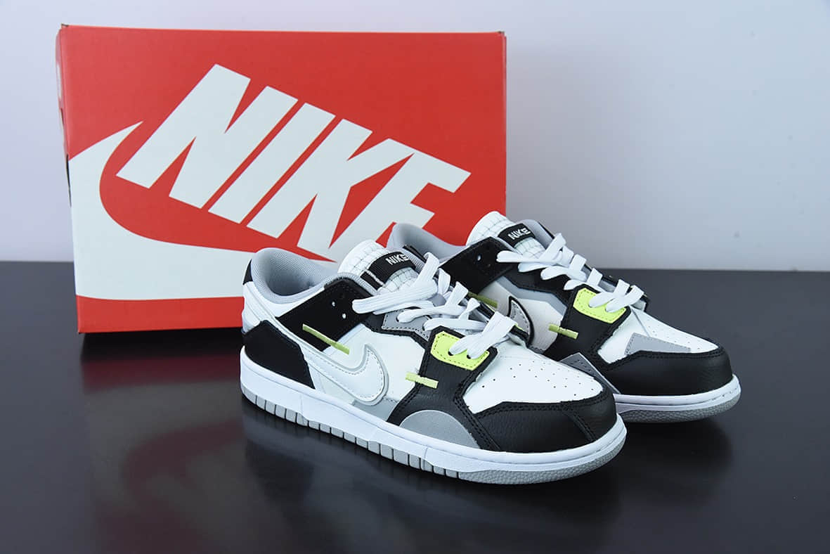 耐克Nike SB Dunk Scrap LowWolf Grey白狼灰黑柠檬黄缝合怪扣篮系列低帮经典百搭休闲运动板鞋纯原版本 货号:DC9723-001