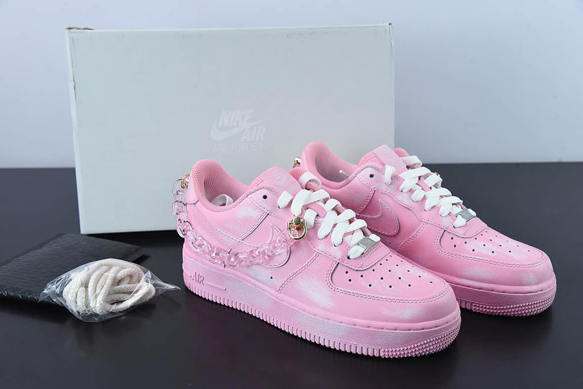 耐克Nike Air Force 1 Low 07 浸染酒精粉色水晶链条刮刮乐空军一号低帮休闲板鞋纯原版本 货号:DD8959-100