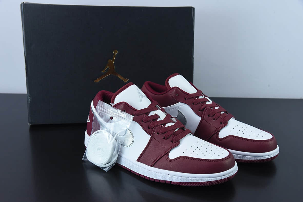 乔丹Air Jordan 1 Low “Bordeaux”AJ1白酒红银勾低帮休闲板鞋纯原版本 货号:553558-615