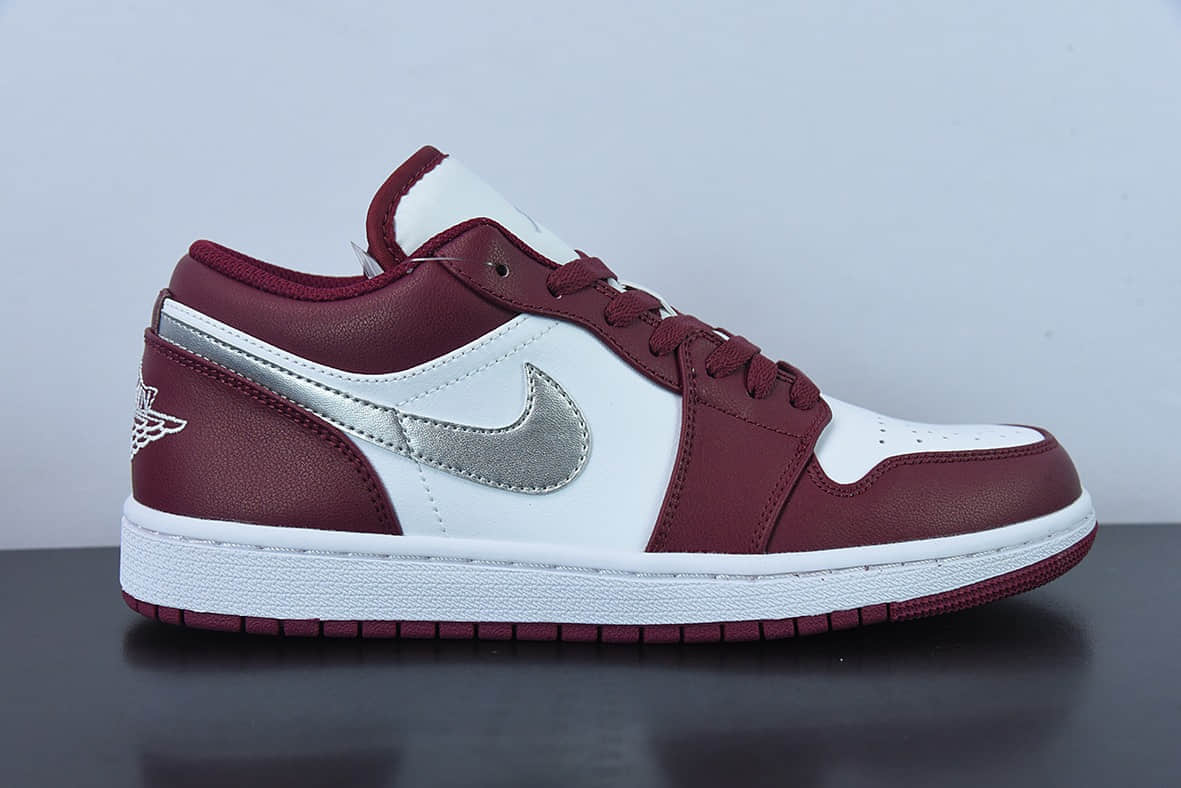 乔丹Air Jordan 1 Low “Bordeaux”AJ1白酒红银勾低帮休闲板鞋纯原版本 货号:553558-615