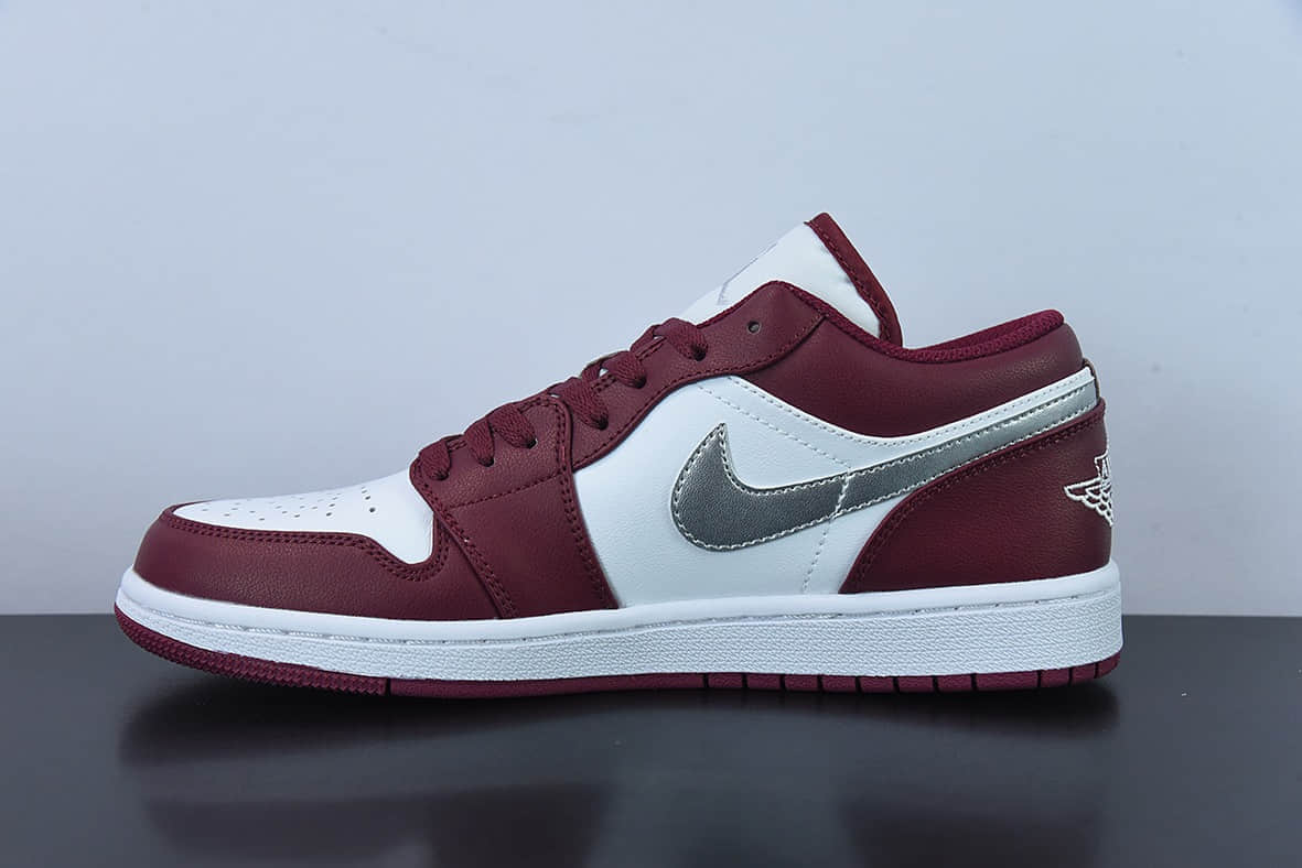 乔丹Air Jordan 1 Low “Bordeaux”AJ1白酒红银勾低帮休闲板鞋纯原版本 货号:553558-615