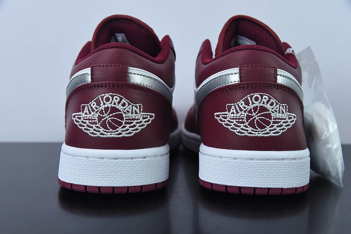 乔丹Air Jordan 1 Low “Bordeaux”AJ1白酒红银勾低帮休闲板鞋纯原版本 货号:553558-615