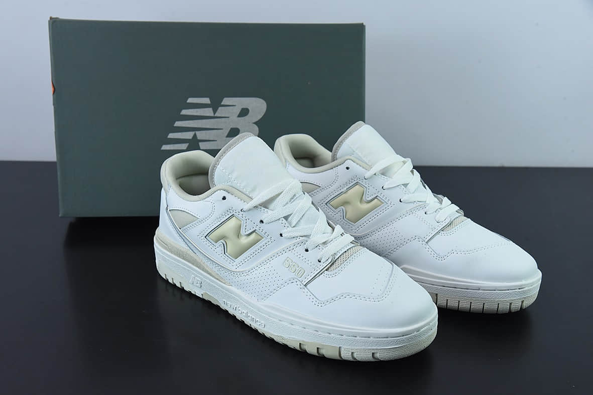 新百伦New Balance BB550系列皮革白乳白黄新平衡皮面中性休闲跑鞋纯原版本 货号:BBW550WS