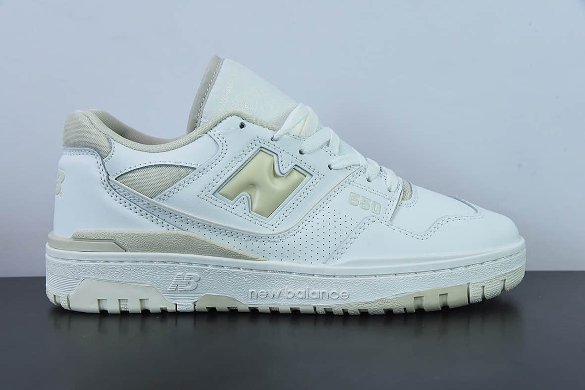新百伦New Balance BB550系列皮革白乳白黄新平衡皮面中性休闲跑鞋纯原版本 货号:BBW550WS
