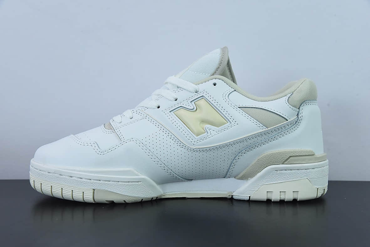 新百伦New Balance BB550系列皮革白乳白黄新平衡皮面中性休闲跑鞋纯原版本 货号:BBW550WS
