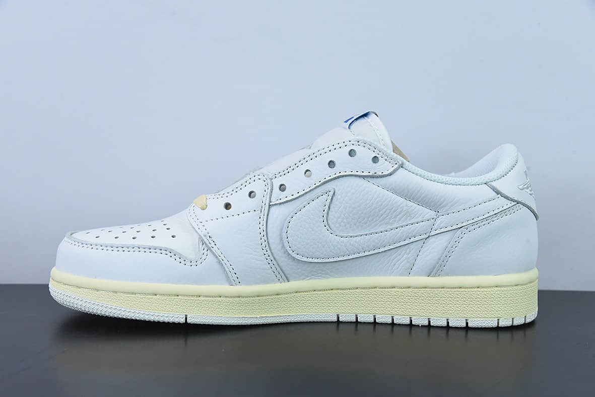 乔丹Air Jordan Travis Scott x Air Jordan 1 Low AJ1 TS联名白蓝倒钩低帮板鞋纯原版本 货号:CQ3277-100