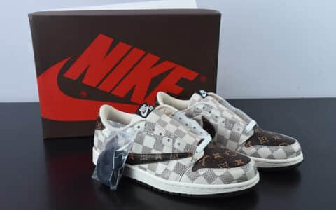 乔丹Air Jordan Louis Vuitton x Travis Scott x Air Jordan 1 Low OG SPDamier AzurBrownLV MonogramTS联名老花格子经典低帮文化百搭休闲运动篮球鞋纯原版本 货号:LK0221
