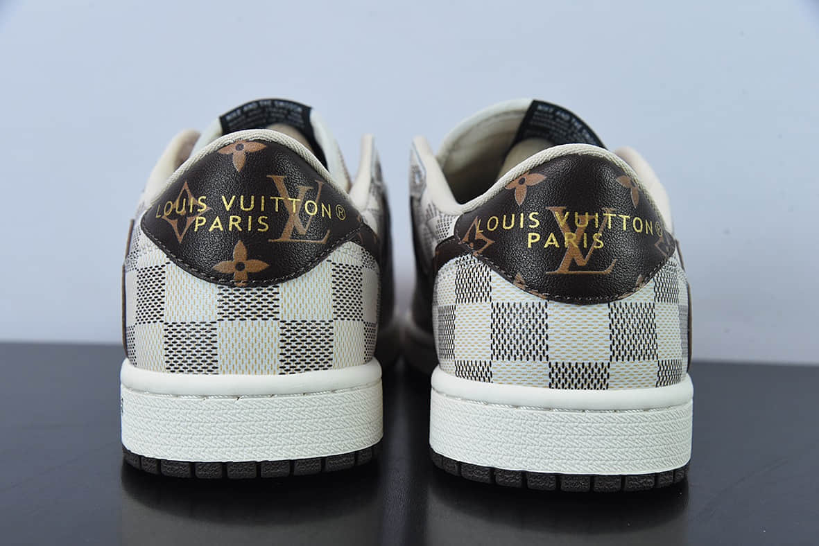 乔丹Air Jordan Louis Vuitton x Travis Scott x Air Jordan 1 Low OG SPDamier AzurBrownLV MonogramTS联名老花格子经典低帮文化百搭休闲运动篮球鞋纯原版本 货号:LK0221