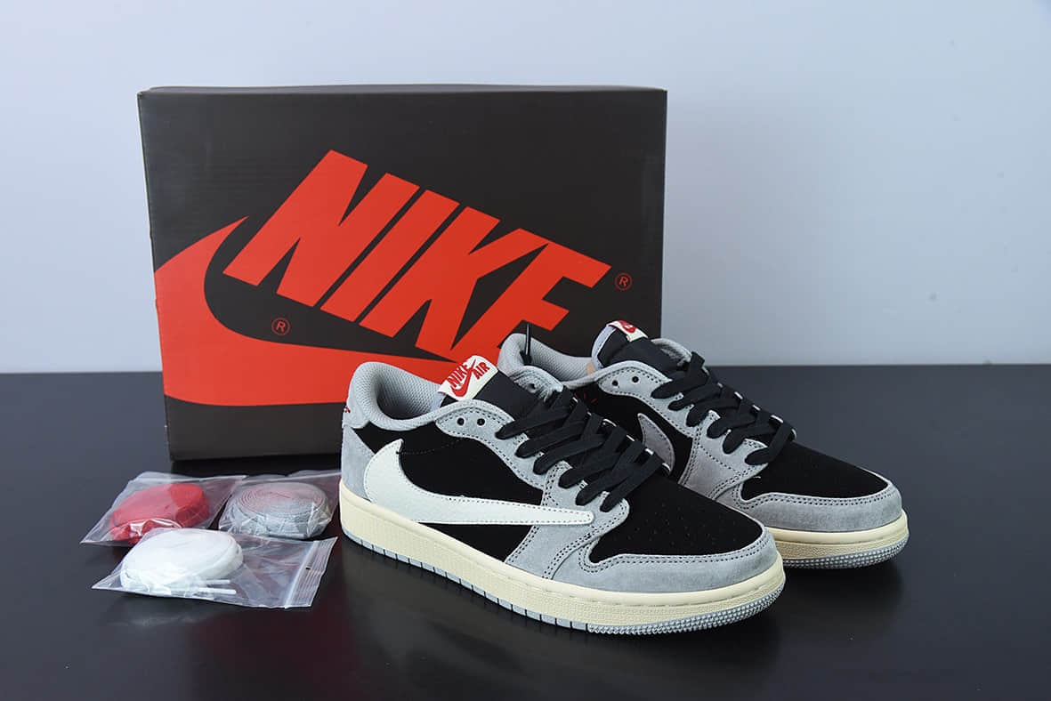 乔丹Air Jordan Travis Scott x Air Jordan 1 Low OG SPGreyBlackBeigeAJ1乔丹一代黑灰白倒钩经典低帮文化百搭休闲运动篮球鞋纯原版本 货号:DM7866-001