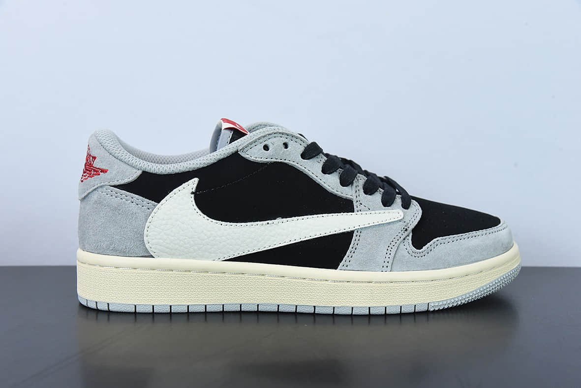 乔丹Air Jordan Travis Scott x Air Jordan 1 Low OG SPGreyBlackBeigeAJ1乔丹一代黑灰白倒钩经典低帮文化百搭休闲运动篮球鞋纯原版本 货号:DM7866-001