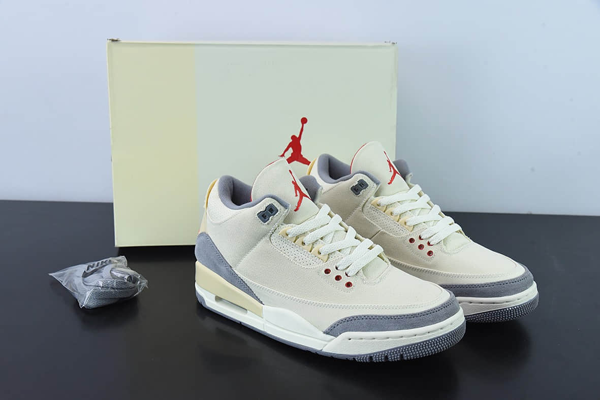 乔丹Air Jordan 3 Retro Muslin AJ3米白棉布低帮篮球鞋纯原版本 货号:DH7139-100