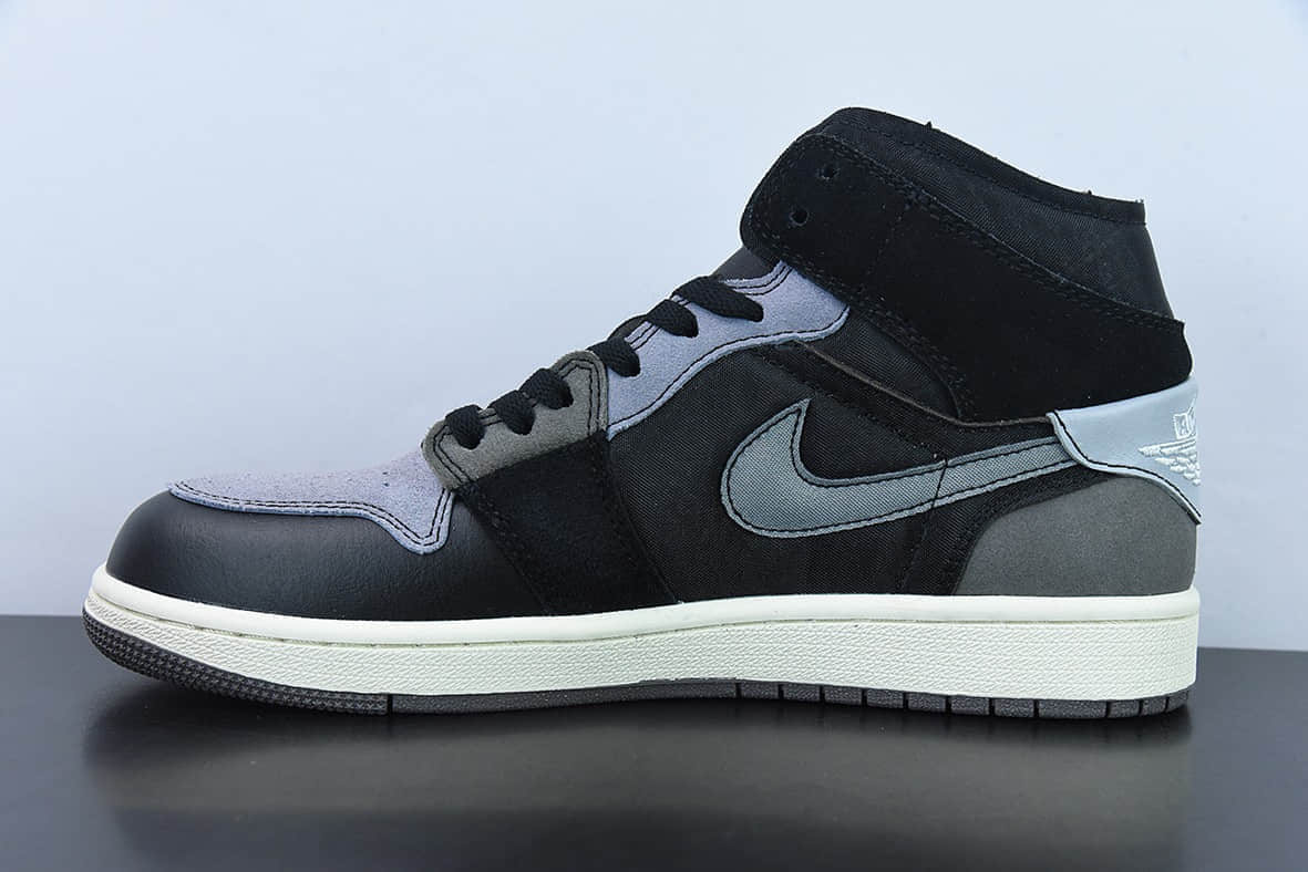 乔丹Air Jordan 1 Mid Inside OutAJ1黑灰反转中帮篮球鞋纯原版本 货号：DM9652-001
