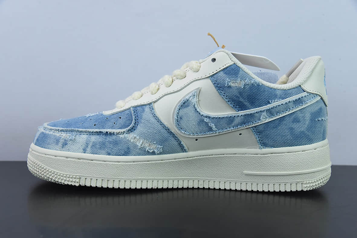 耐克Nike Air Force 1 Low 水洗牛仔破洞空军一号低帮百搭休闲运动板鞋纯原版本 货号:CW1888-611