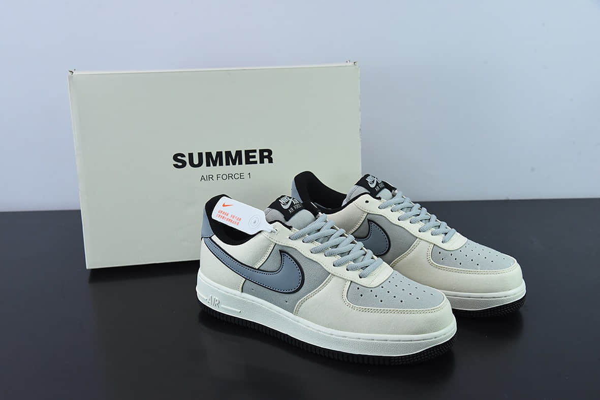 耐克Nike Air Force 1’07 Low QSMilk WhiteFog Blue拼接帆布奶白雾蓝空军一号低帮休闲板鞋纯原版本 货号:DG2296-020