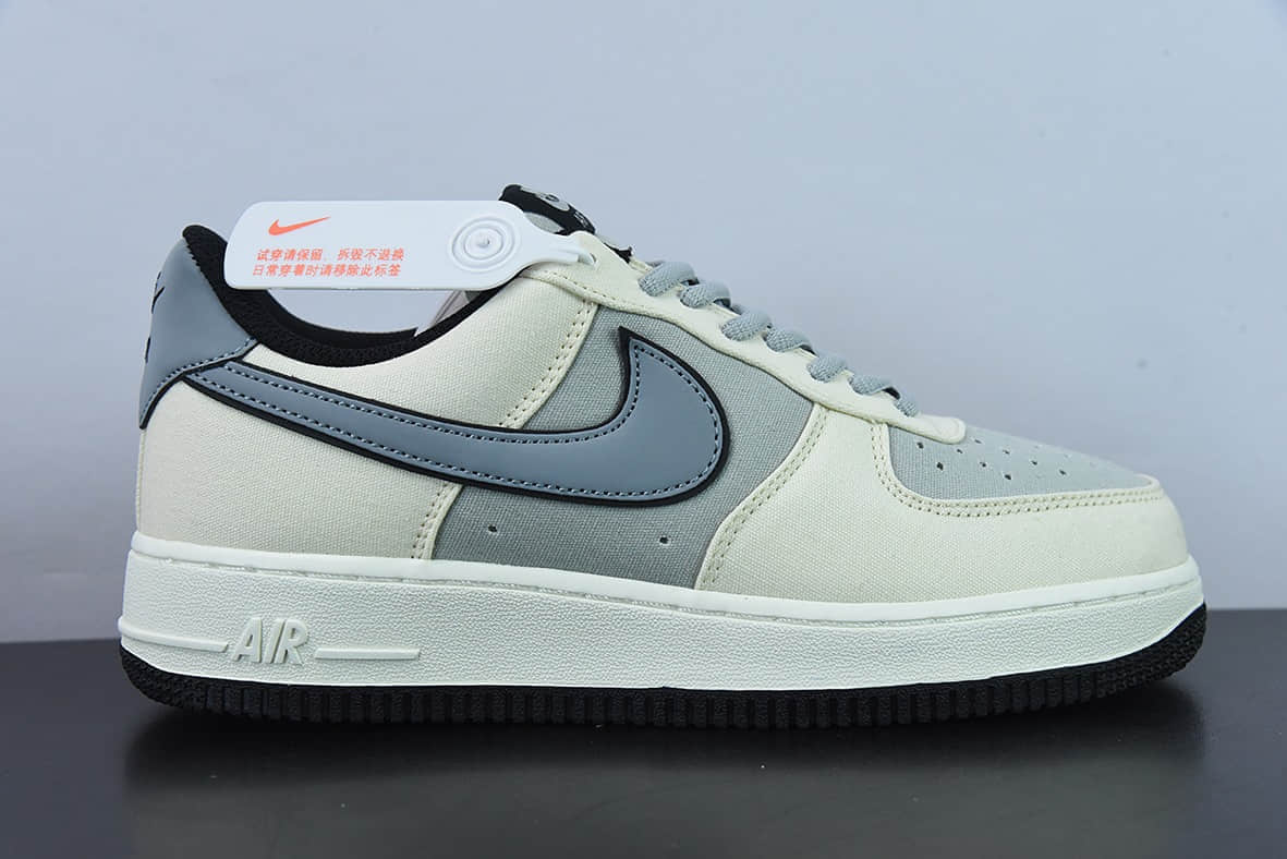 耐克Nike Air Force 1’07 Low QSMilk WhiteFog Blue拼接帆布奶白雾蓝空军一号低帮休闲板鞋纯原版本 货号:DG2296-020