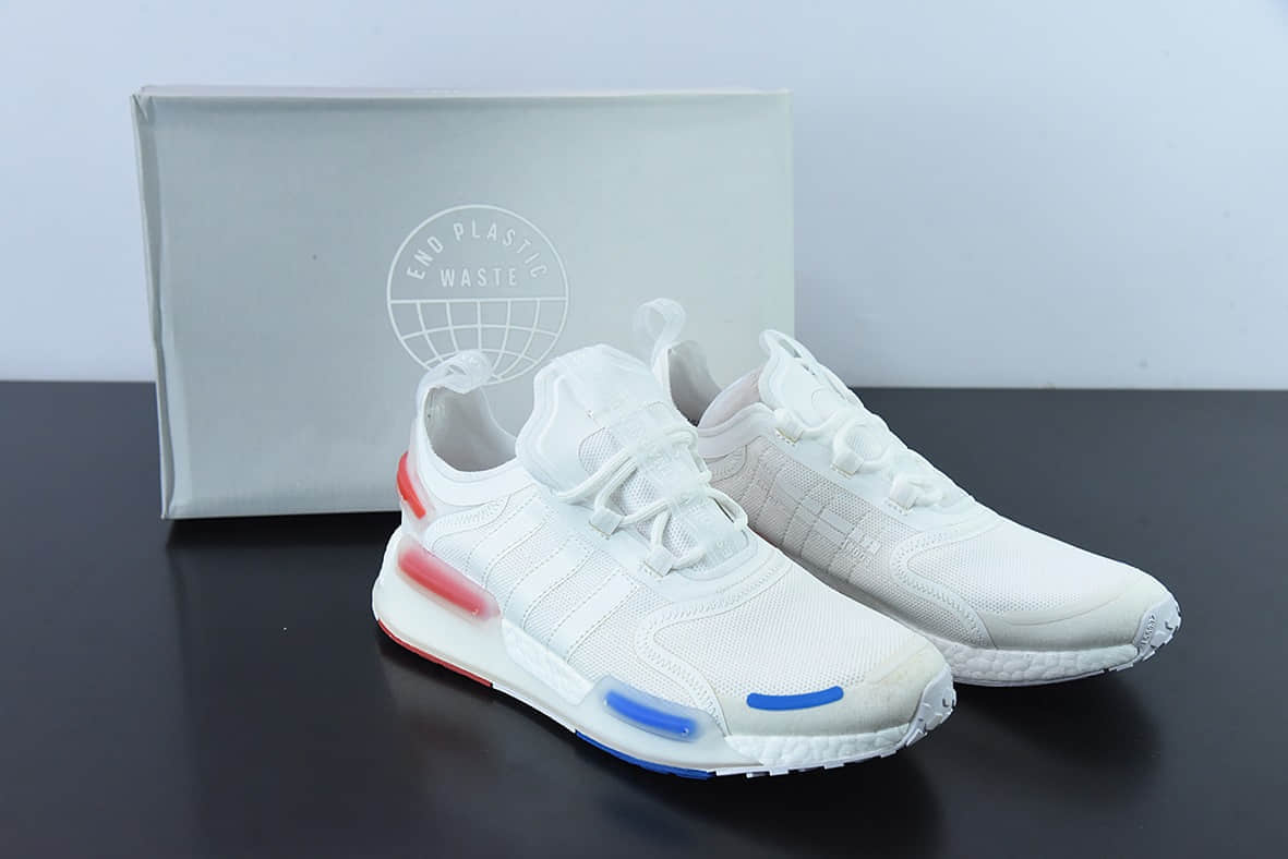 阿迪达斯Adidas NMD_V3 BoostOG White飞织系列针织白宝蓝红低帮爆米花缓震百搭休闲运动跑步鞋纯原版本 货号:GX3379