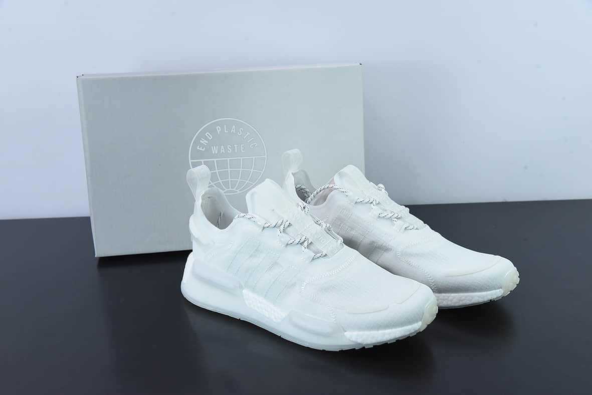 阿迪达斯Adidas NMD_V3 BoostOG White飞织系列纯白低帮爆米花缓震百搭休闲运动跑步鞋纯原版本 货号：GX3374