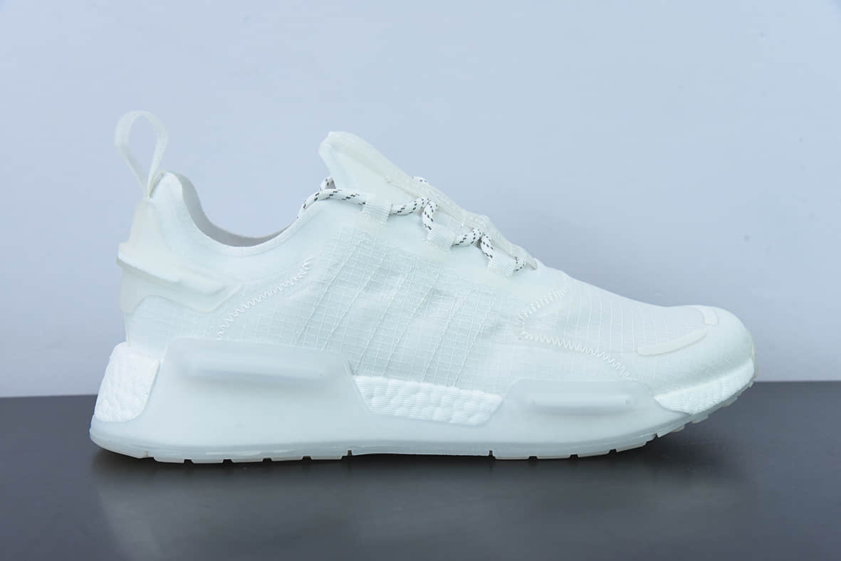 阿迪达斯Adidas NMD_V3 BoostOG White飞织系列纯白低帮爆米花缓震百搭休闲运动跑步鞋纯原版本 货号：GX3374