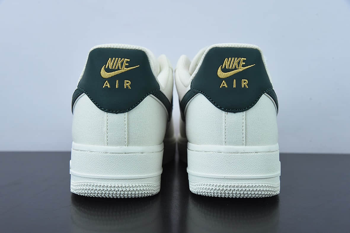 耐克Nike Air Force 1 Low 07 帆布米白暗绿金迷你双钩子空军一号低帮板鞋纯原版本 货号:MN5696-309