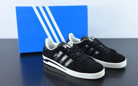 阿迪达斯Adidas NEIGHBORHOOD x INVINCIBLE x AD Originals Campus 三方联名麂皮黑灰蟒蛇皮闪电学院系列经典复古低帮百搭休闲运动板鞋纯原版本 货号:GW8852