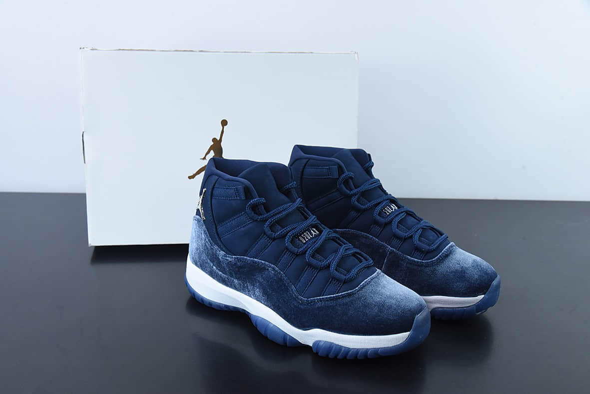 乔丹Air Jordan 11 Velvet Midnight Navy AJ11 乔11灯芯绒午夜蓝高帮篮球鞋纯原版本 货号：AR0715-441