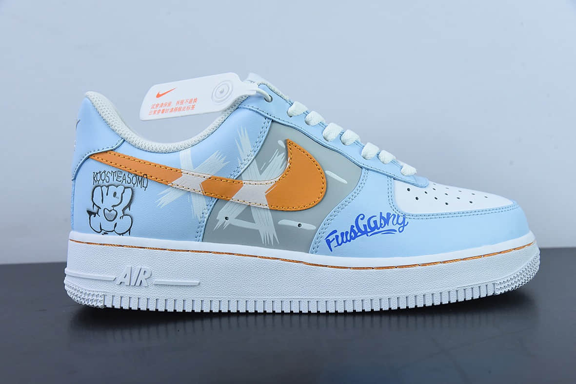 耐克Nike Air Force 1 ’07 白蓝二次元涂鸦空军一号低帮百搭休闲运动板鞋纯原版本 货号：CW2288-669