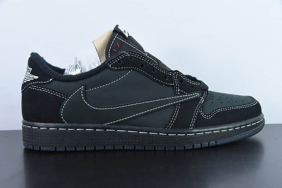 乔丹Air Jordan Fragment x TS x Air Jordan 1 Low三方联名黑色倒钩低帮休闲板鞋纯原版本 货号：DM7866-001