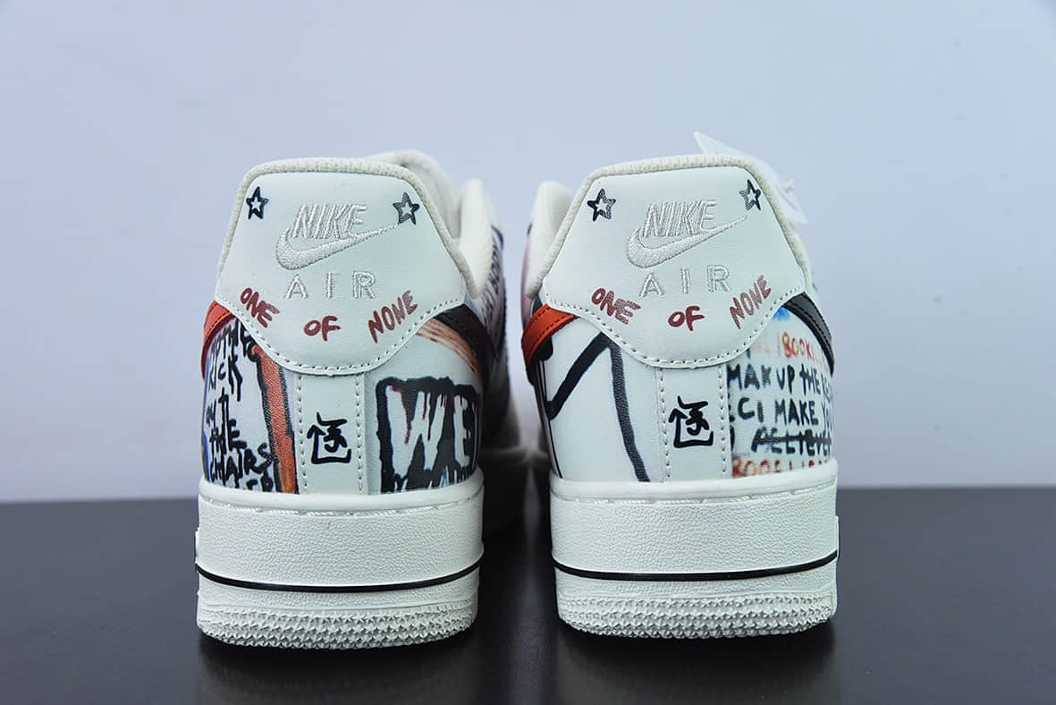 耐克Nike VLONE x Nike Air Force 1 潮牌联名超限量款 EDC陈冠希联名白蓝红涂鸦空军一号低帮休闲板鞋纯原版本 货号:GT6969-198