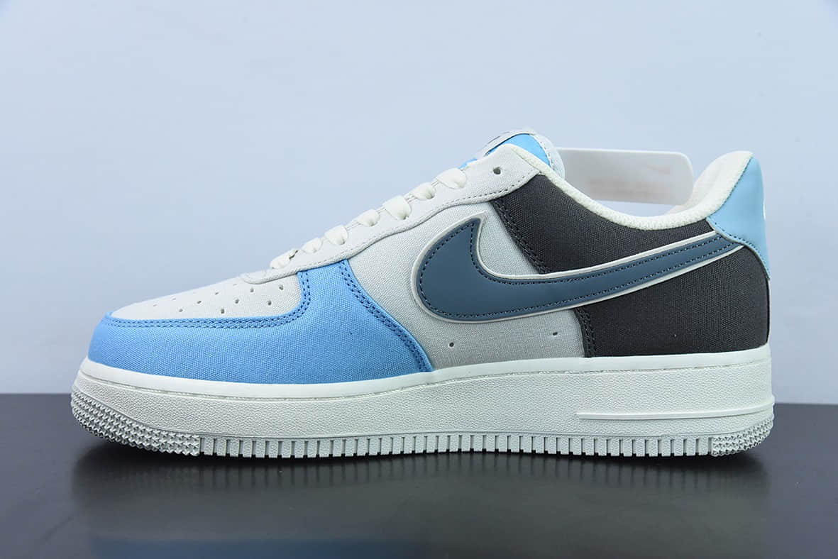 耐克Nike Air Force 1 '07 浅蓝布面空军一号低帮休闲板鞋纯原版本 货号：DG2296-024