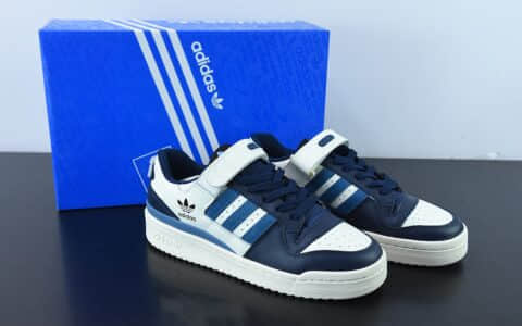 阿迪达斯Adidas Originals Forum 84 Low 罗马系列海军蓝牛仔蓝米白魔术贴低帮复古系带百搭休闲运动板鞋纯原版本 货号:GX2162