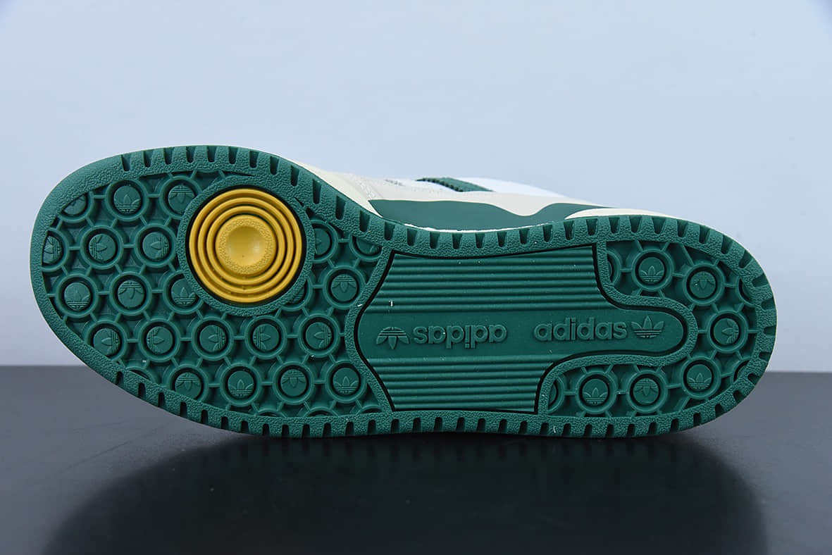 阿迪达斯Adidas END. x Originals Forum 84 Low 罗马系列皮革白浅灰深绿黄魔术贴低帮复古系带百搭休闲运动板鞋纯原版本 货号:HR1527