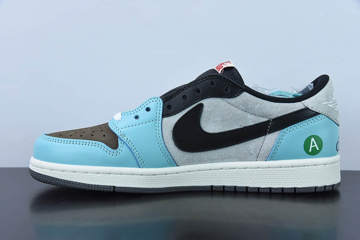 乔丹Air Jordan Travis Scott x Air Jordan 1 LowTS联名灰黑蓝千斤顶倒钩低帮休闲板鞋纯原版本 货号:DM7866-009