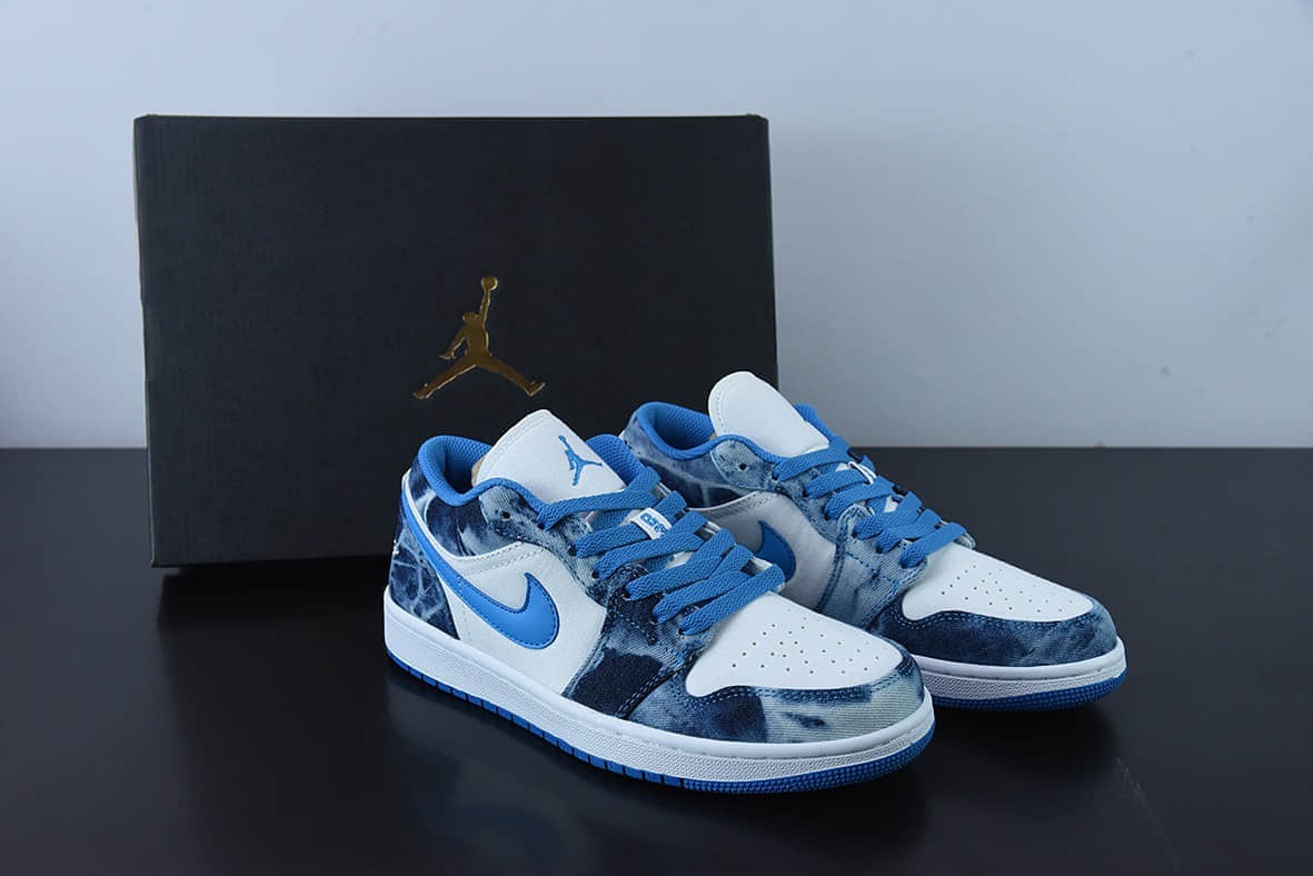 乔丹Air Jordan 1 Low 水洗单宁牛仔蓝 AJ1低帮休闲板鞋纯原版本 货号：DM8947-100