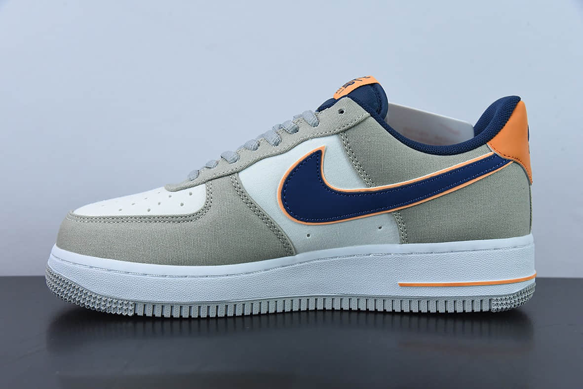 耐克NIke Air Force 1 '07 灰白蓝双勾布面空军一号低帮休闲板鞋纯原版本 货号：DG2296-021