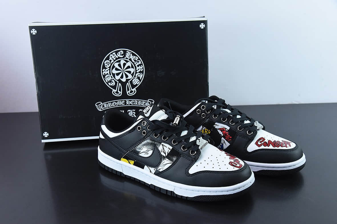 耐克Nike SB Dunk Low 黑白熊猫涂鸦低帮休闲滑板鞋纯原版本 货号:DD1391-100