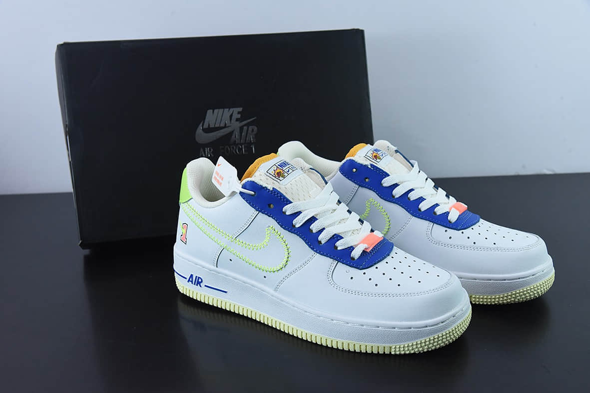 耐克Nike Air Force 1 Low GS Player One 白蓝绿空军一号低帮休闲板鞋纯原版本 货号:FB1393-111