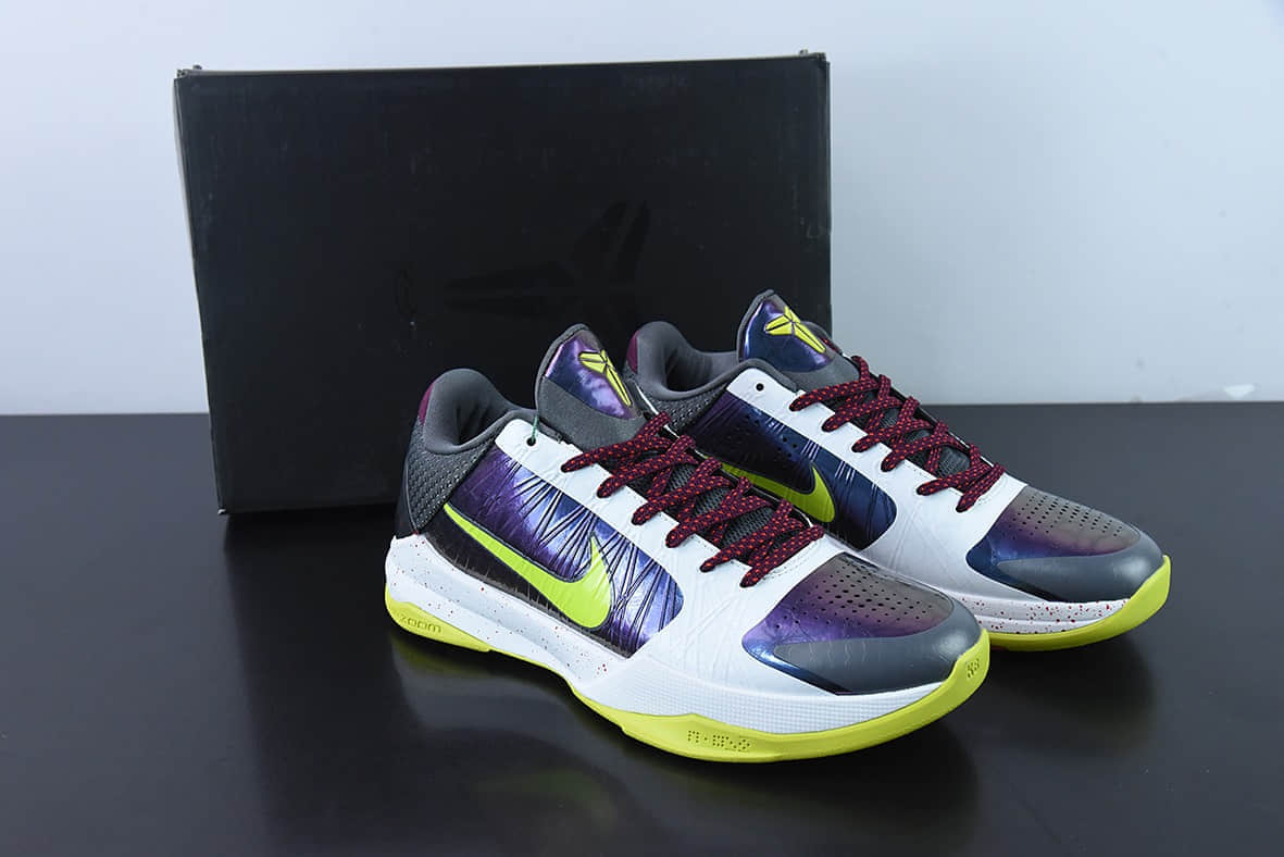 科比Kobe Zoom Kobe 5 ZK5小丑白紫绿科比5代篮球鞋纯原版本 货号：CD4991-100