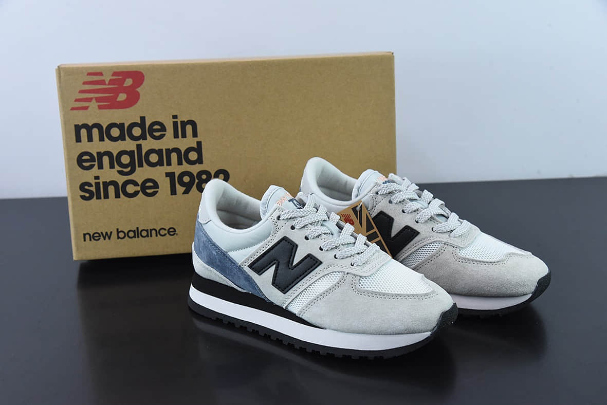 新百伦New Balance MADE UK 730系列浅灰黑雾蓝低帮复古休闲运动慢跑鞋纯原版本 货号：M730GWK