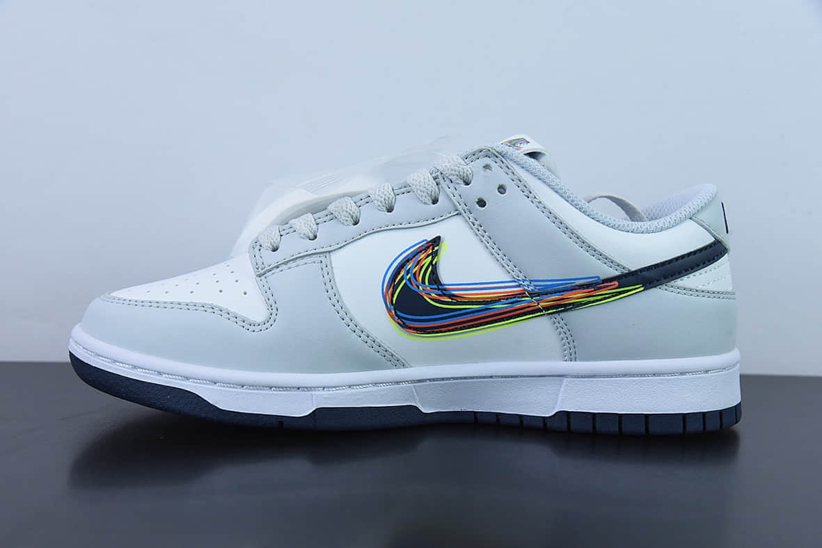 耐克Nike Dunk Low “3D Swoosh灰白彩钩低帮休闲滑板鞋纯原版本 货号:DV6482-100
