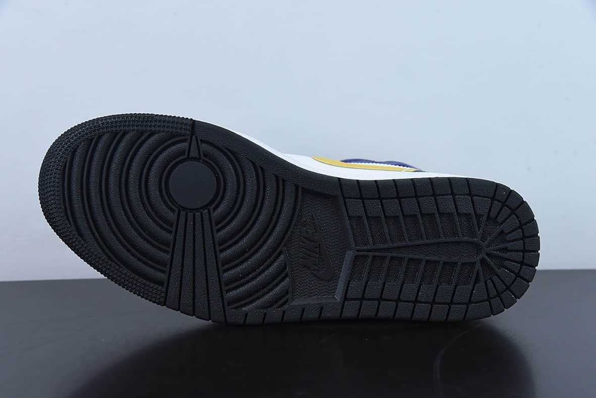 乔丹Air Jordan 1 Mid RetroWhat theAJ1乔丹一代拼接蓝紫色湖人黄钩中帮篮球鞋纯原版本 货号:DQ8426-517