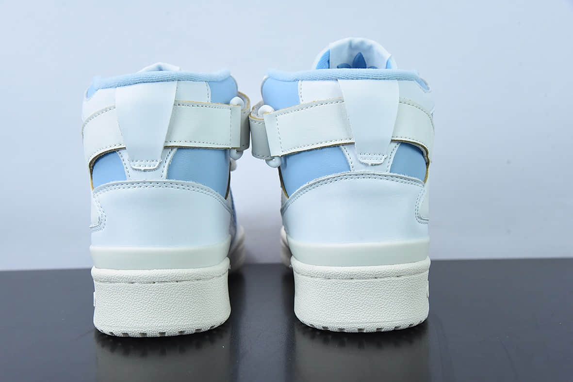 阿迪达斯Adidas Forum 84 HIGH三叶草皮革米白浅蓝高帮经典魔术贴复古板鞋纯原版本 货号: GW5924